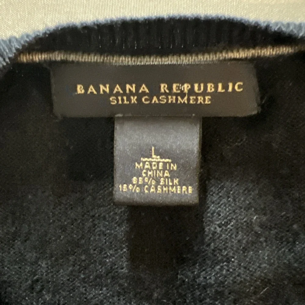 Banana Republic Silk Cashmere Sweater‎ Men's L Blue Navy V-Neck
